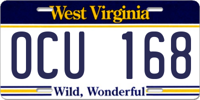WV license plate OCU168