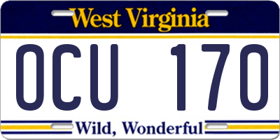 WV license plate OCU170