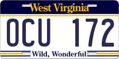 WV license plate OCU172