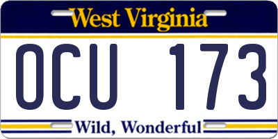 WV license plate OCU173