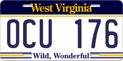 WV license plate OCU176