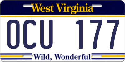 WV license plate OCU177