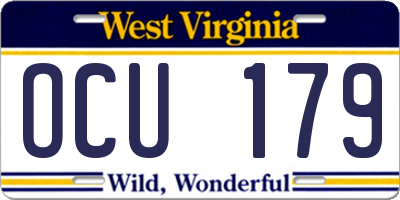 WV license plate OCU179