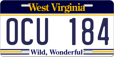 WV license plate OCU184