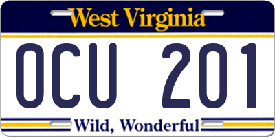 WV license plate OCU201