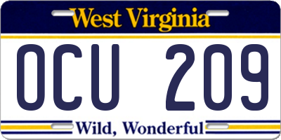 WV license plate OCU209