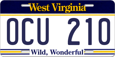 WV license plate OCU210