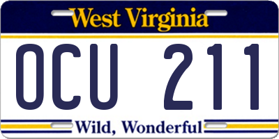 WV license plate OCU211