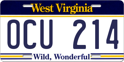 WV license plate OCU214