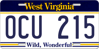 WV license plate OCU215