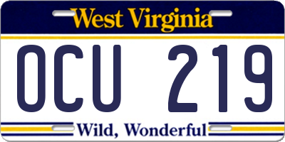 WV license plate OCU219