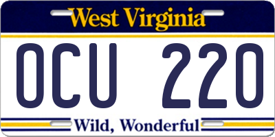 WV license plate OCU220