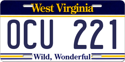 WV license plate OCU221