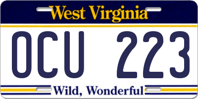 WV license plate OCU223