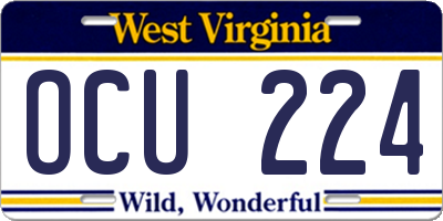 WV license plate OCU224