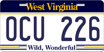 WV license plate OCU226