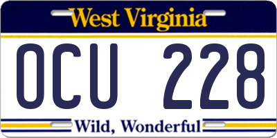 WV license plate OCU228
