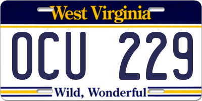WV license plate OCU229