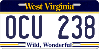 WV license plate OCU238