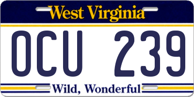 WV license plate OCU239