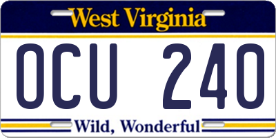 WV license plate OCU240