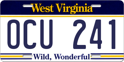 WV license plate OCU241