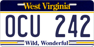 WV license plate OCU242