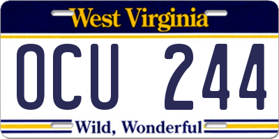 WV license plate OCU244