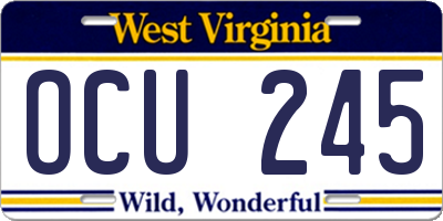 WV license plate OCU245