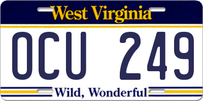 WV license plate OCU249