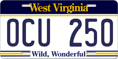 WV license plate OCU250