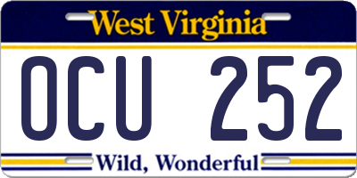 WV license plate OCU252