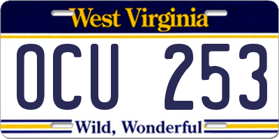 WV license plate OCU253