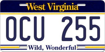 WV license plate OCU255