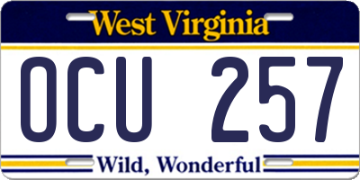 WV license plate OCU257