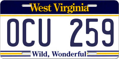 WV license plate OCU259