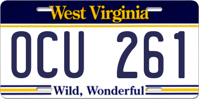 WV license plate OCU261