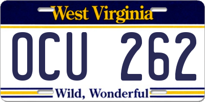 WV license plate OCU262