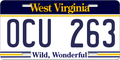 WV license plate OCU263