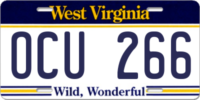 WV license plate OCU266