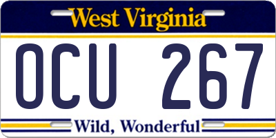 WV license plate OCU267