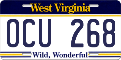 WV license plate OCU268