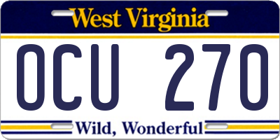WV license plate OCU270