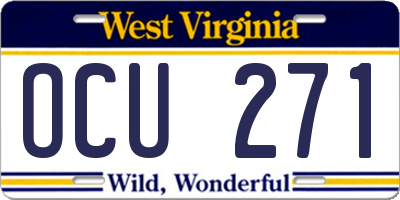 WV license plate OCU271