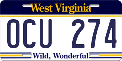 WV license plate OCU274