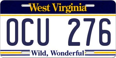 WV license plate OCU276