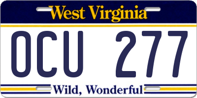 WV license plate OCU277