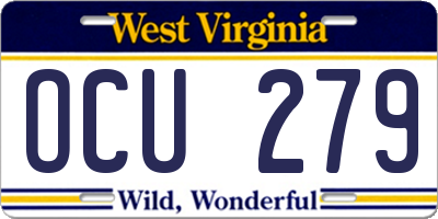 WV license plate OCU279