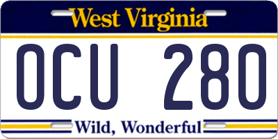 WV license plate OCU280