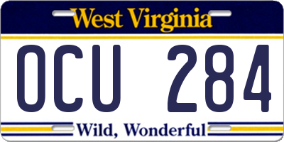WV license plate OCU284